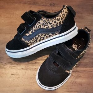 Vans Kids Black and Leopard Sneakers